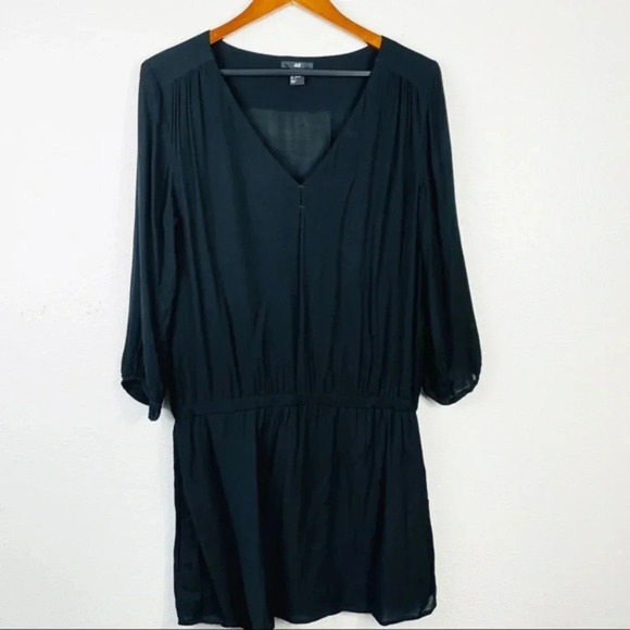 H&M Black Elastic Waist Dress Size 8 - Picture 3 of 6